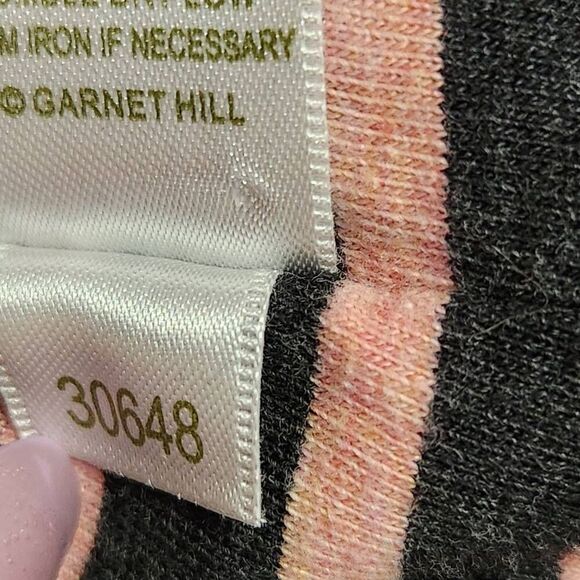 Garnet Hill relaxed knit blazer cotton gray peach stripe one button size 10 - Picture 8 of 8